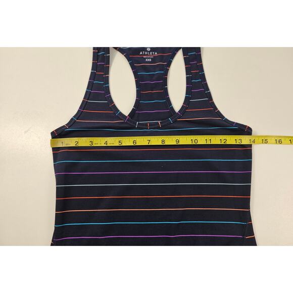Athleta Multi Stripe Tinker Tank multi color navy stripe EUC active yoga run XXS - Picture 8 of 9